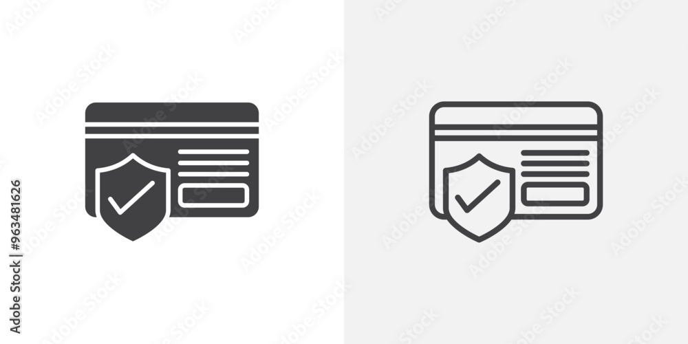 Poster secure payment icon in black filled and outlined style