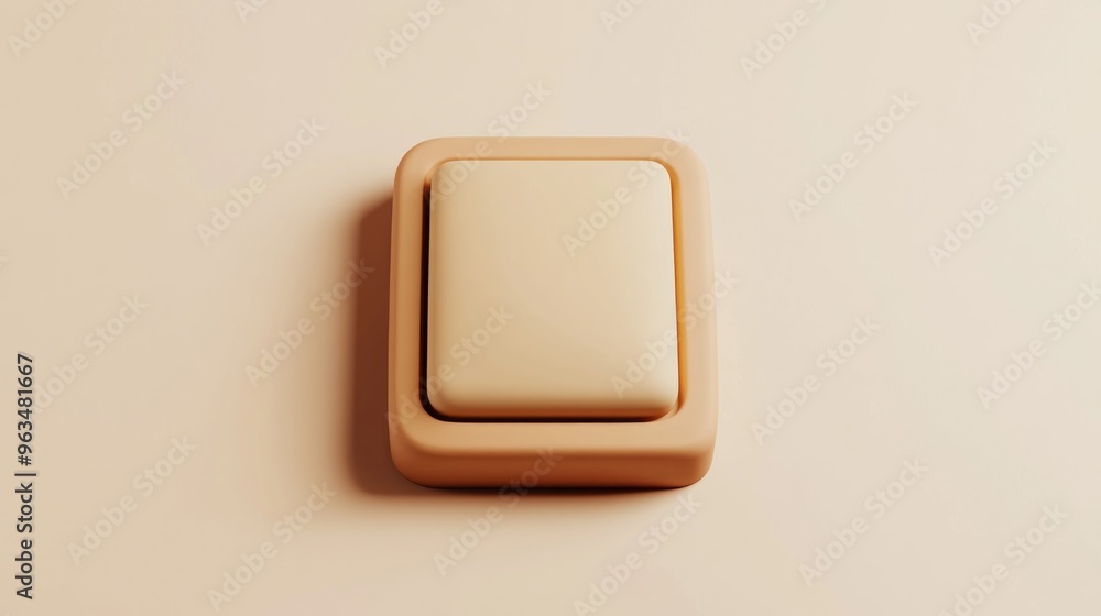 Poster a minimalist, beige button on a soft background, suggesting simplicity and functionality.