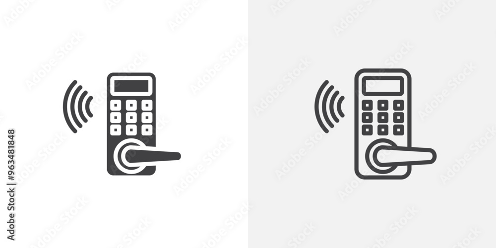 Poster smart lock icon in black filled and outlined style