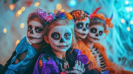 Obraz premium The Halloween Skull Face Kids