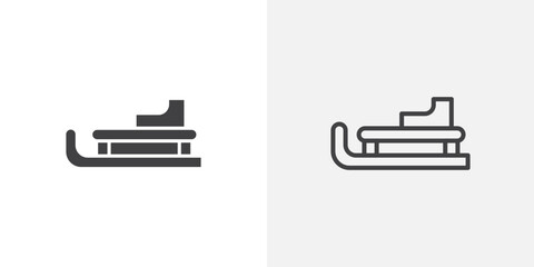 Sled icon in black filled and outlined style