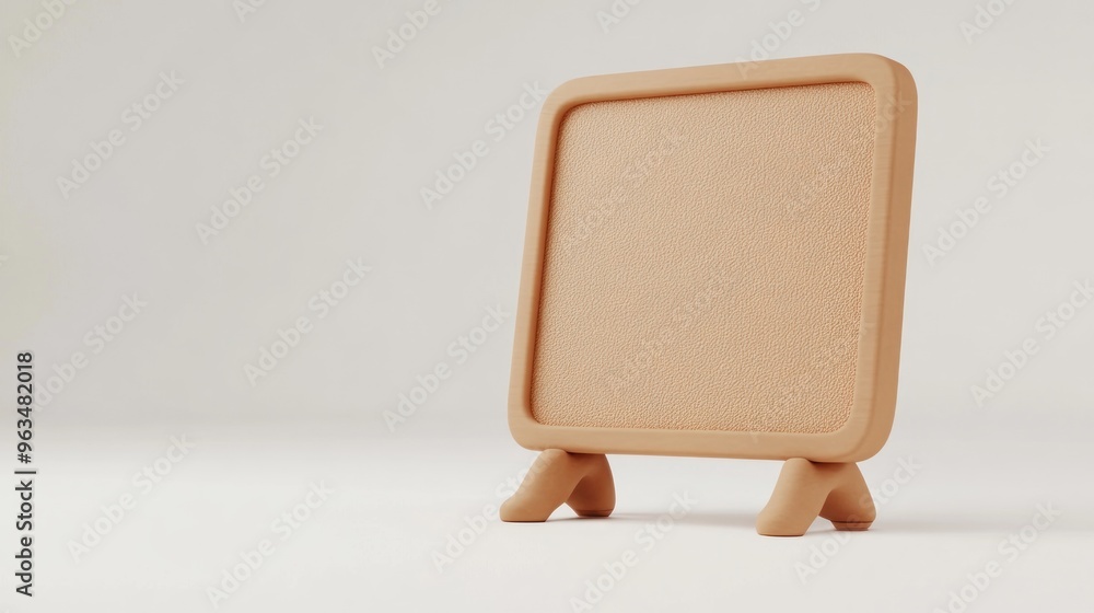Poster a minimalist, square-shaped object with a textured surface and small legs, likely a display stand.