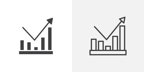 Statistics icon in black filled and outlined style