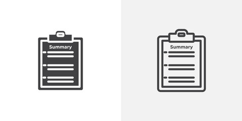Summary icon in black filled and outlined style