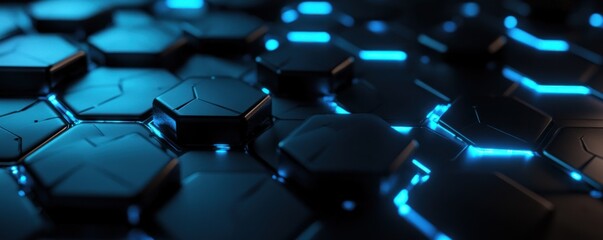 Obraz premium Abstract Hexagon Pattern with Glowing Blue Lines