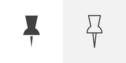Thumbtack icon in black filled and outlined style