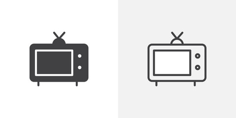 TV icon in black filled and outlined style