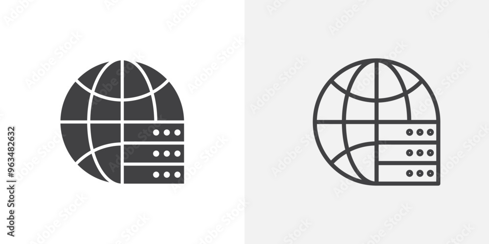 Poster Web server icon in black filled and outlined style