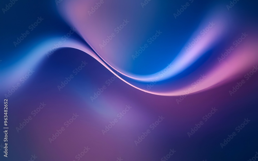 Poster abstract blue wave. abstract digital art with a wavy line shape in blue and purple gradient backgrou