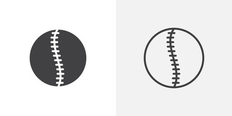 Baseball icon in black filled and outlined style