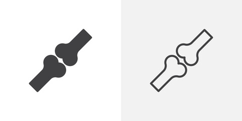 Bones icon in black filled and outlined style