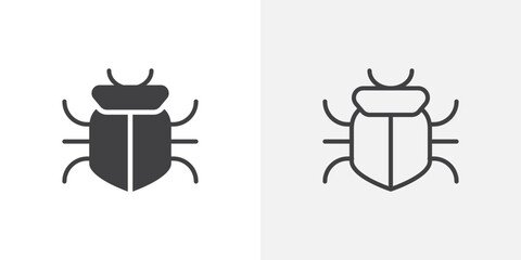 Bug icon in black filled and outlined style