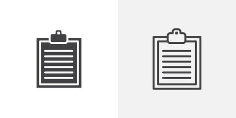 Clipboard icon in black filled and outlined style