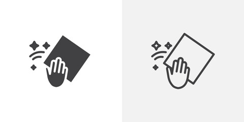 Cleaning cloth icon in black filled and outlined style