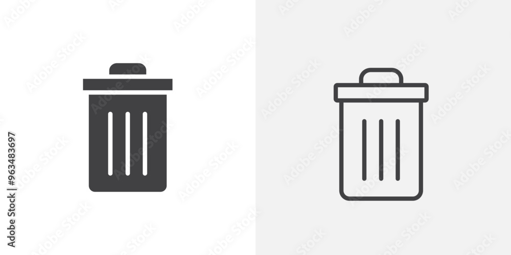 Poster delete icon in black filled and outlined style