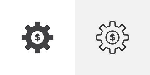 Costs optimization icon in black filled and outlined style