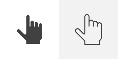 Cursor hand icon in black filled and outlined style