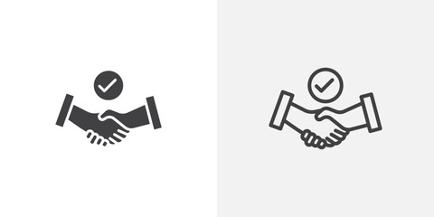 Deal icon in black filled and outlined style