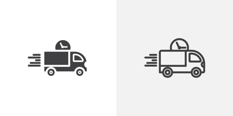 Express Delivery icon in black filled and outlined style