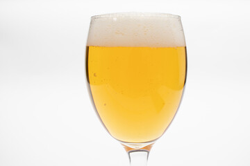 Glass of beer on a white background