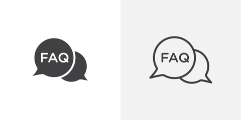 FAQ icon in black filled and outlined style