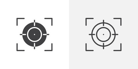 Focusing icon in black filled and outlined style