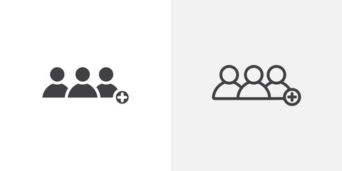 Follower icon in black filled and outlined style