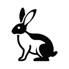Black and white rabbit silhouette sitting