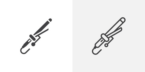 Hair curler icon in black filled and outlined style