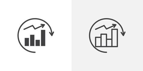 Improvement icon in black filled and outlined style