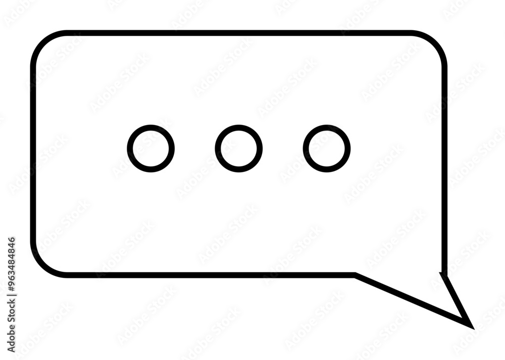 Poster black and white speech bubble with three dots inside, indicating a text message or typing. ideal for