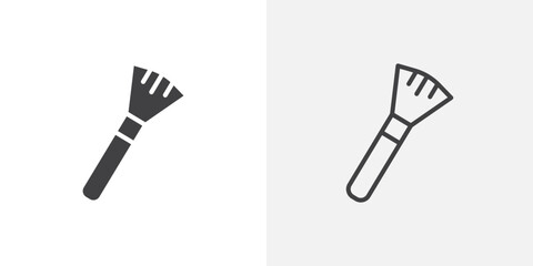 Makeup brush icon in black filled and outlined style