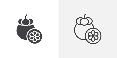 Mangosteen icon in black filled and outlined style