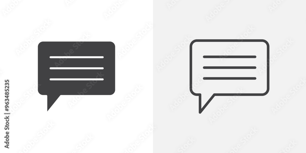 Poster messaging icon in black filled and outlined style