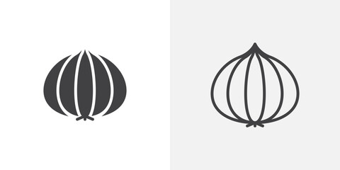Onion icon in black filled and outlined style