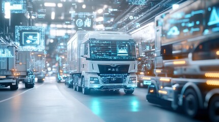 IoT devices embedded in delivery trucks tracking routes