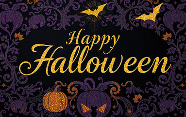 Fototapeta premium gorgeous elegant halloween card with calligraphy flourishing glitter design luxury highclass