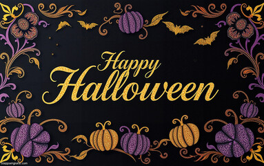 gorgeous elegant halloween card with calligraphy flourishing glitter design luxury highclass