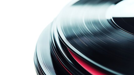 Stack of Vintage Vinyl Records Close Up