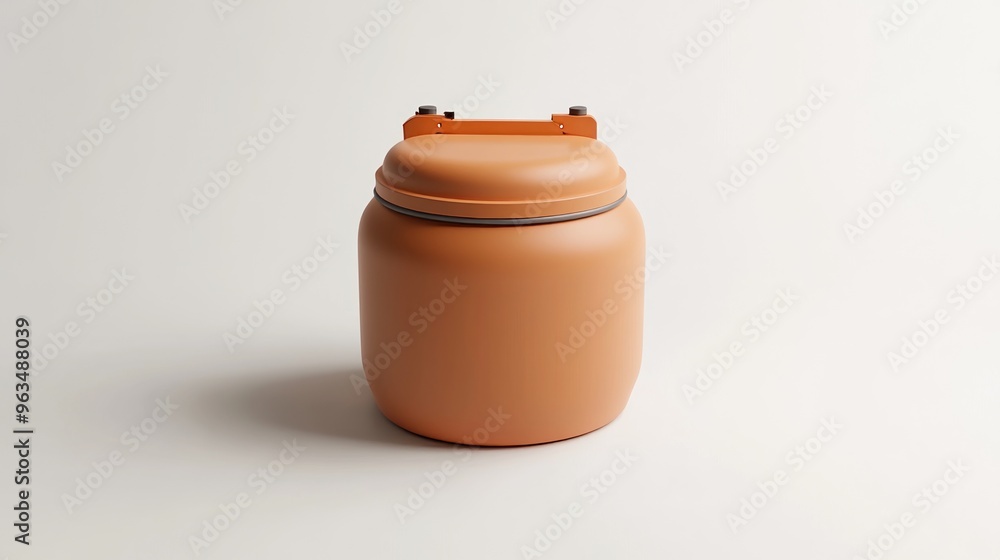 Poster a simple orange container with a secure lid, likely used for storage or food preservation.