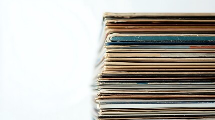 Stack of Vintage Books on White Background