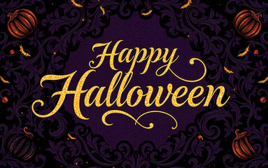 gorgeous elegant halloween card with calligraphy flourishing glitter design luxury highclass