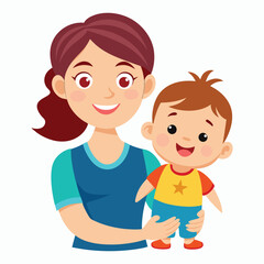 Vector Mother sitting with her child