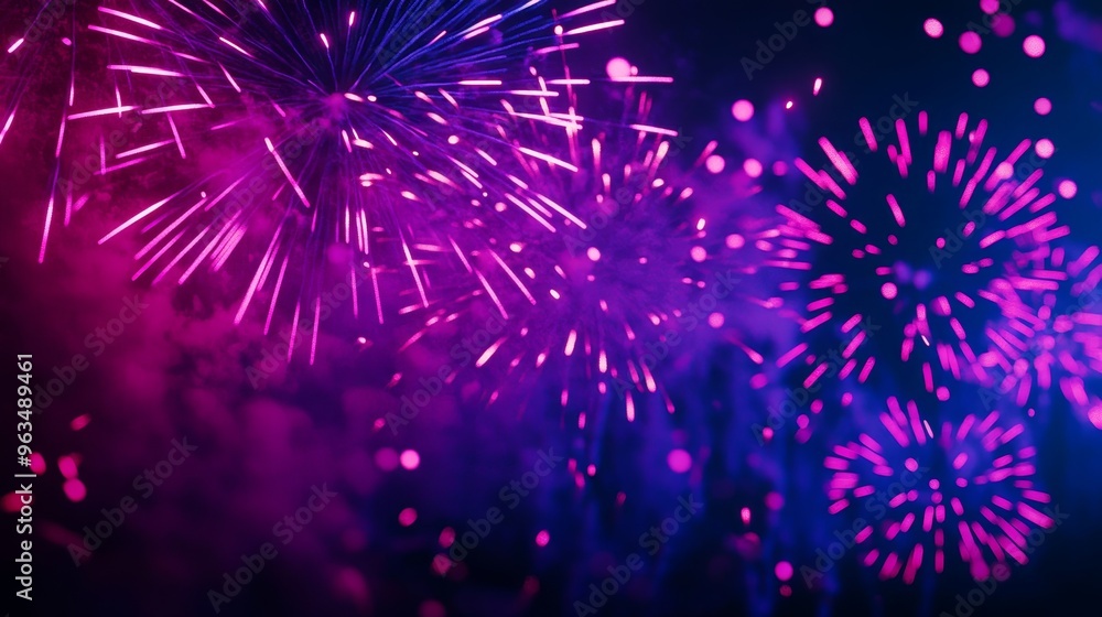 Poster a stunning display of fireworks explodes in the night sky, creating a mesmerizing spectacle of color