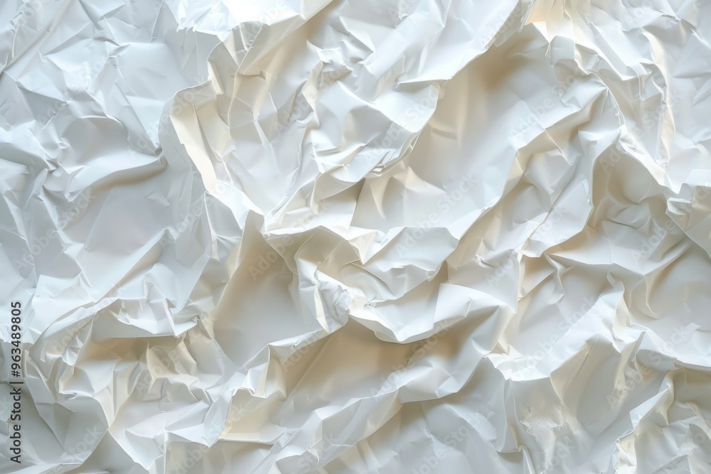 Poster white crumpled paper is creating an uneven rough surface