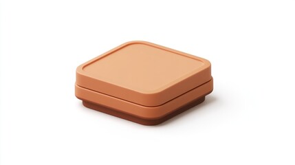 A simple, square, terracotta-colored container with a lid, ideal for storage or organization.