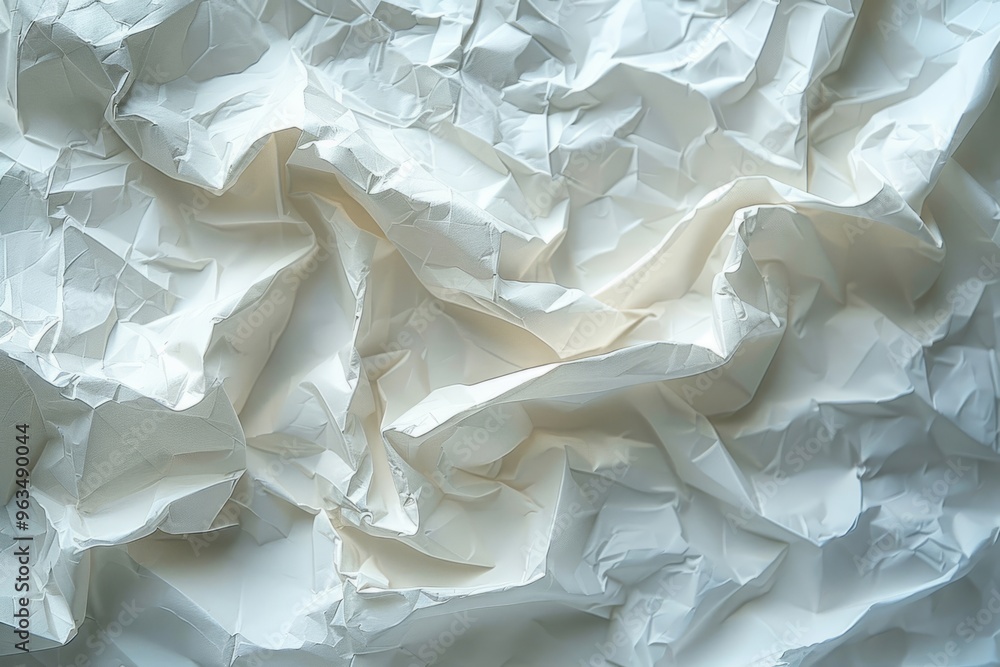 Poster crumpled white paper is forming an abstract background pattern