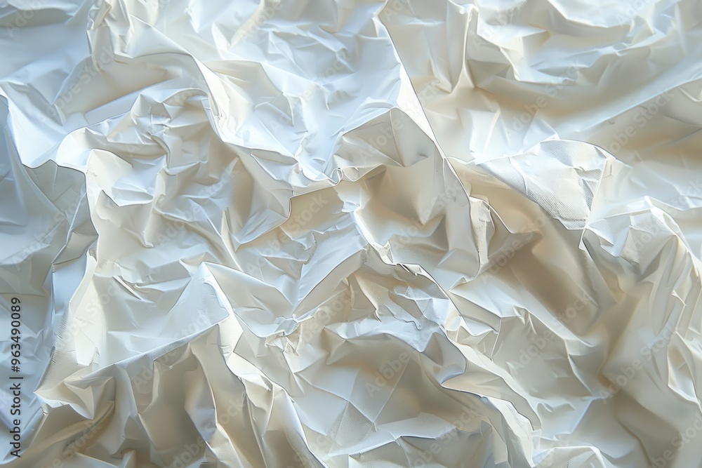 Poster crumpled white paper is forming an abstract background pattern