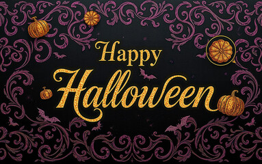 gorgeous elegant halloween card with calligraphy flourishing glitter design luxury highclass