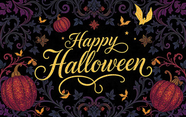 gorgeous elegant halloween card with calligraphy flourishing glitter design luxury highclass